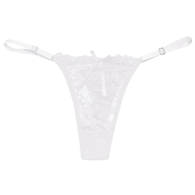 Women's Sexy Lace Thong Panties - Transparent Breathable Low Waist Briefs with Bowknot Detail, Ideal for Casual & Clubwear showcase 6