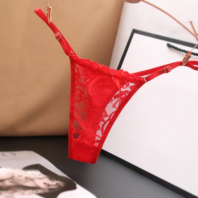 Women's Sexy Lace Thong Panties - Transparent Breathable Low Waist Briefs with Bowknot Detail, Ideal for Casual & Clubwear showcase 12