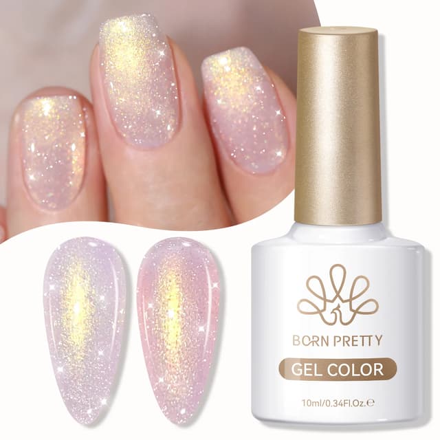 BORN PRETTY Dream Pink Aurora Glitter Gel Nail Polish - 10ml Sparking Shine, Soak-Off Semi-Permanent UV/LED Formula for Professional Manicure at Home showcase 2