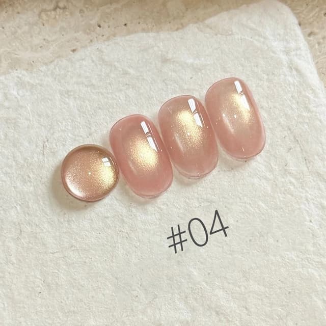10ML Moonlight Ballet Magnet Cat Eye Nail Polish Gel - Nude Pink Style with Gold Glass Beads for Stunning Cat Eye Effect showcase 10