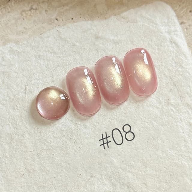 10ML Moonlight Ballet Magnet Cat Eye Nail Polish Gel - Nude Pink Style with Gold Glass Beads for Stunning Cat Eye Effect showcase 14