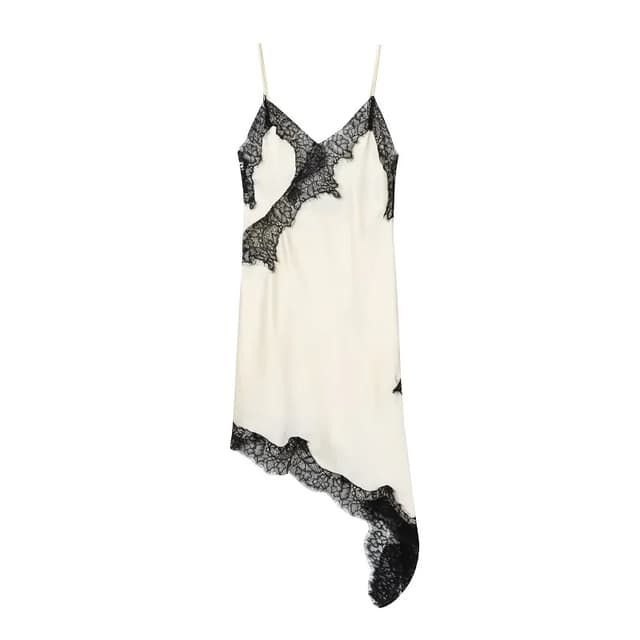 Women's Black Lace Slip Dress 2025 - Backless Asymmetric Party Dress, Satin Sexy Summer Mini Dress for Women showcase 4