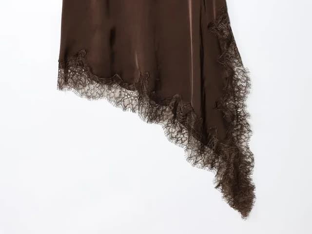 Women's Black Lace Slip Dress 2025 - Backless Asymmetric Party Dress, Satin Sexy Summer Mini Dress for Women showcase 12