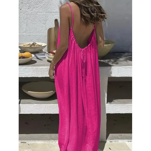 New Arrival Women's Strapless Backless Long Loose Maxi Dress - Comfortable Sleepwear & Casual Loungewear for Home showcase 13