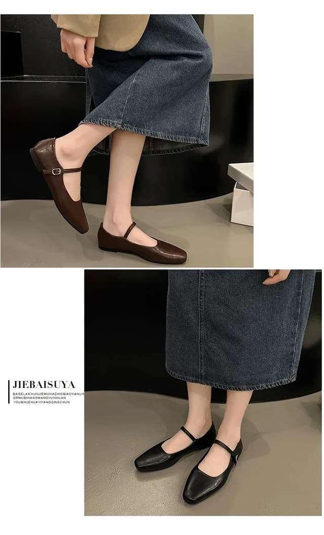 Elegant Classic Retro Square Toe Mary Jane Shoes for Women | Comfortable Soft Shallow Cut Low Heel | Stylish Vintage Fashion Footwear showcase 10