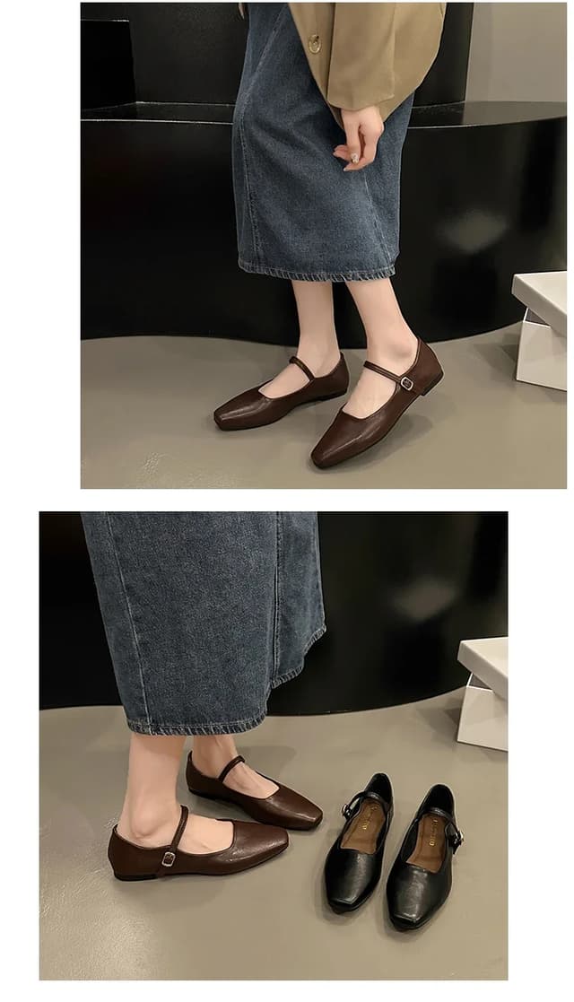Elegant Classic Retro Square Toe Mary Jane Shoes for Women | Comfortable Soft Shallow Cut Low Heel | Stylish Vintage Fashion Footwear showcase 7