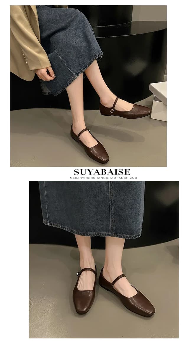 Elegant Classic Retro Square Toe Mary Jane Shoes for Women | Comfortable Soft Shallow Cut Low Heel | Stylish Vintage Fashion Footwear showcase 8