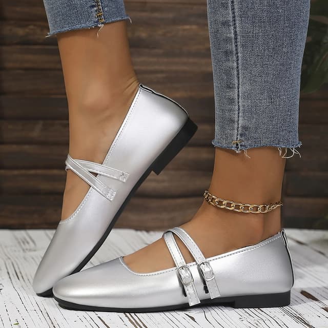 Women's Classic Retro Mary Jane Flat Shoes - Fashionable Square Toe Casual Work Shoes with Straight Buckle, Shallow Mouth Design for Everyday Comfort showcase 12