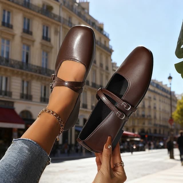 Women's Classic Retro Mary Jane Flat Shoes - Fashionable Square Toe Casual Work Shoes with Straight Buckle, Shallow Mouth Design for Everyday Comfort showcase 17