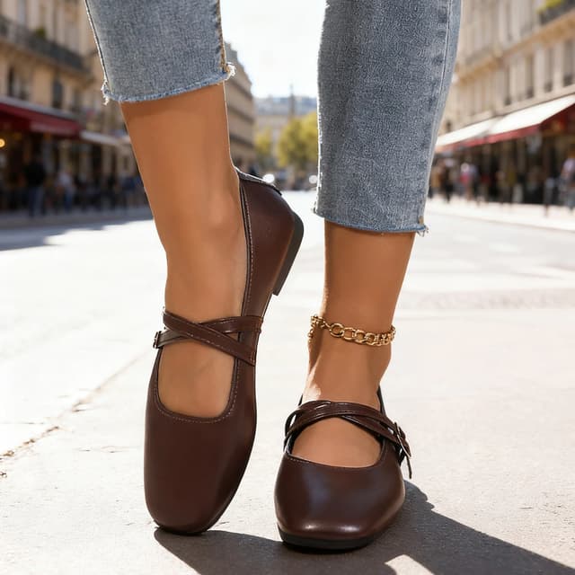 Women's Classic Retro Mary Jane Flat Shoes - Fashionable Square Toe Casual Work Shoes with Straight Buckle, Shallow Mouth Design for Everyday Comfort showcase 13