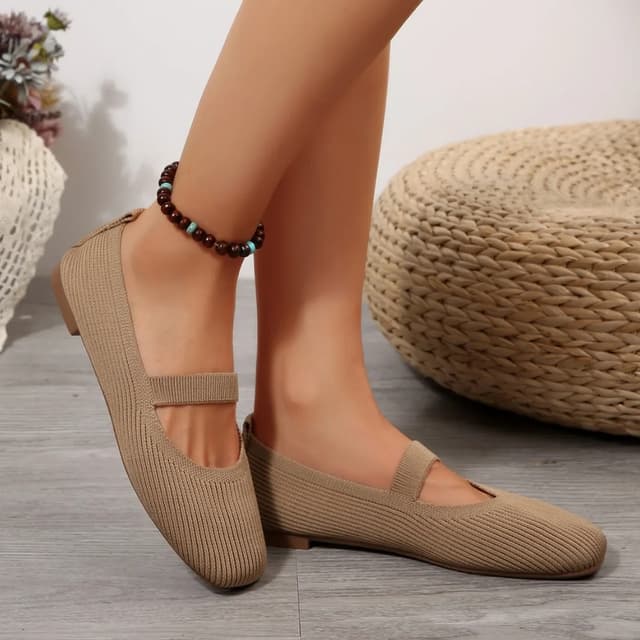 Women's Casual Knitted Ballet Flats - Comfortable Anti-slip Strap Loafers, Lightweight Mary Jane Sneakers for Daily Walking showcase 5