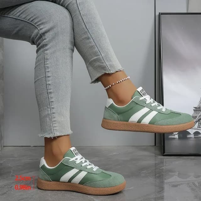 Women's Lightweight Breathable Striped Sneakers - Fashion Lace-Up Sports Shoes for Casual Wear, Plus Size Available showcase 13