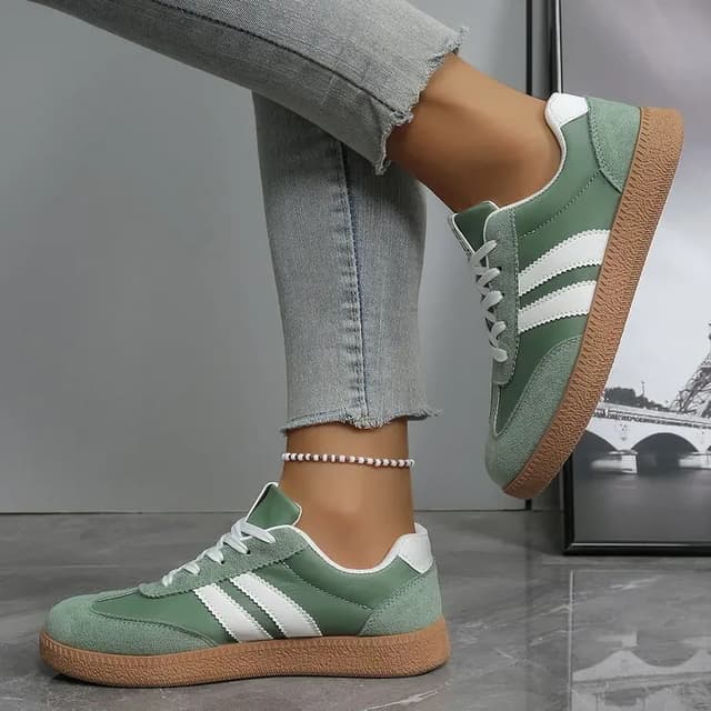 Women's Lightweight Breathable Striped Sneakers - Fashion Lace-Up Sports Shoes for Casual Wear, Plus Size Available showcase 6