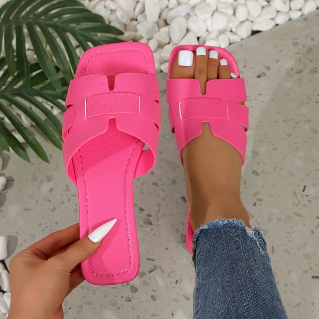 Women's Summer Fashion Flat Sandals - Comfortable Slip-On Square Toe Open-Toe Design, Stylish Everyday Wear Slippers for Women showcase 7
