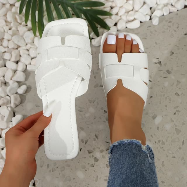 Women's Summer Fashion Flat Sandals - Comfortable Slip-On Square Toe Open-Toe Design, Stylish Everyday Wear Slippers for Women showcase 19
