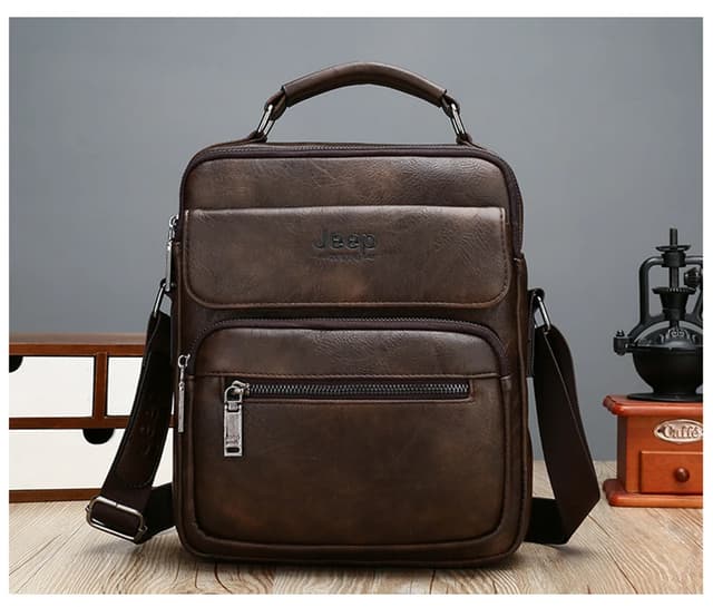 JEEP BULUO Men's Genuine Leather Crossbody Shoulder Messenger Bag - Large Size Business Casual Satchel for 9.7" iPad, Travel, Work showcase 20