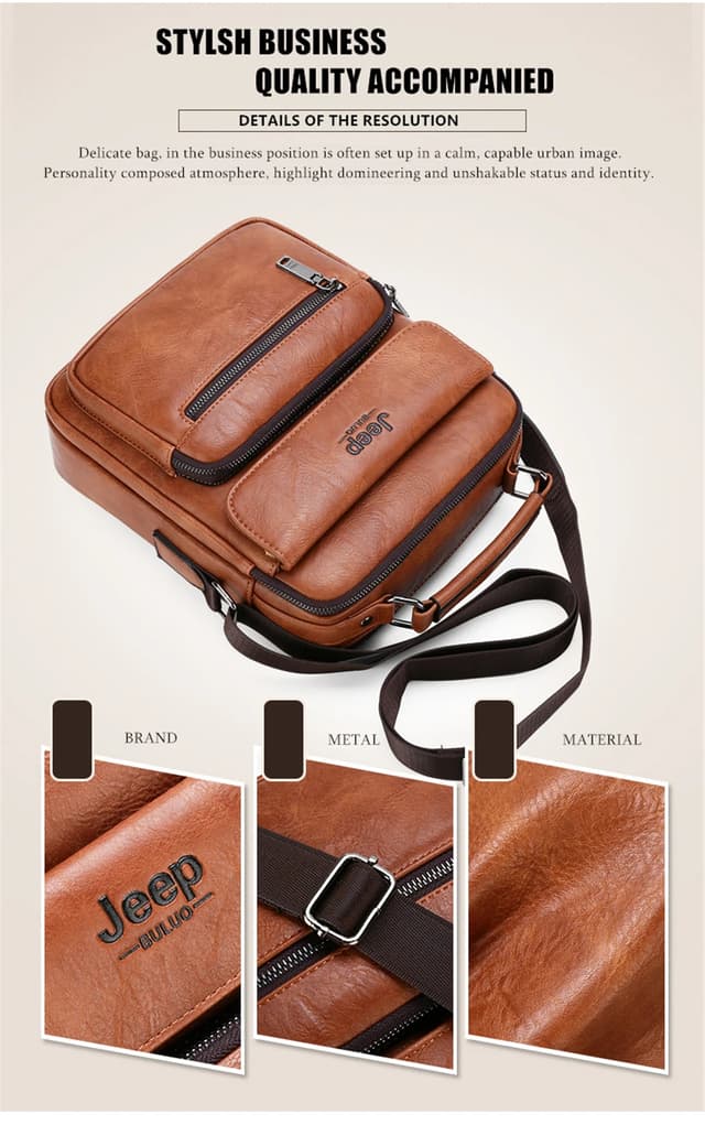 JEEP BULUO Men's Genuine Leather Crossbody Shoulder Messenger Bag - Large Size Business Casual Satchel for 9.7" iPad, Travel, Work showcase 4