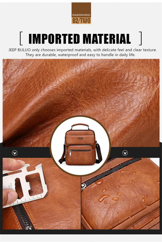 JEEP BULUO Men's Genuine Leather Crossbody Shoulder Messenger Bag - Large Size Business Casual Satchel for 9.7" iPad, Travel, Work showcase 7