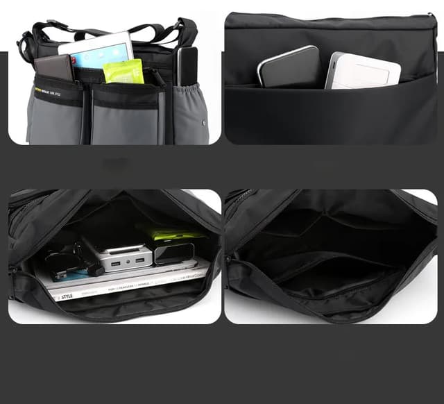Men's Luxury Nylon Crossbody Messenger Bag - Multi-Layer Pocket Design, Large Capacity, Waterproof, Casual Fashion Shoulder Bag for Travel & Daily Use showcase 8