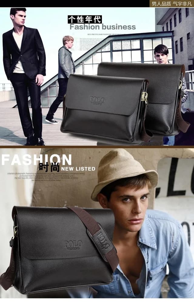 POLO Men's Vertical Business Crossbody Shoulder Bag - Casual & Professional Document Bag, 23x26x7cm showcase 7