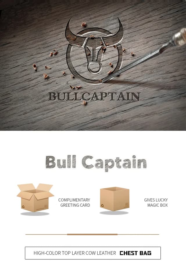 BULLCAPTAIN Men's Genuine Leather Chest Bag - Casual Retro Crossbody Sling Pack for 7.9" Phone, Anti-Theft Design, Ideal for Travel and Daily Use showcase 2