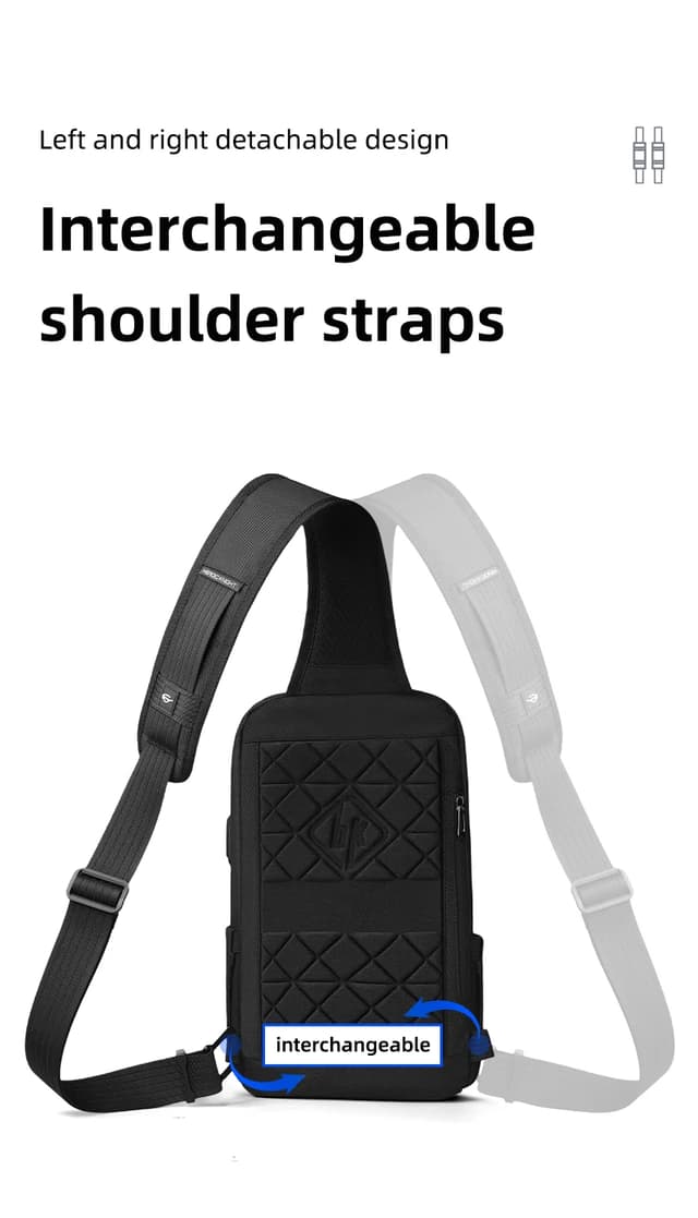 HcanKcan Men's Fashion Crossbody Bag - Waterproof USB Shoulder Sling Chest Pack for Travel & Sport, Fits 9.7" iPad showcase 13