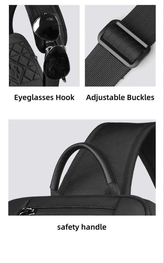 HcanKcan Men's Fashion Crossbody Bag - Waterproof USB Shoulder Sling Chest Pack for Travel & Sport, Fits 9.7" iPad showcase 18