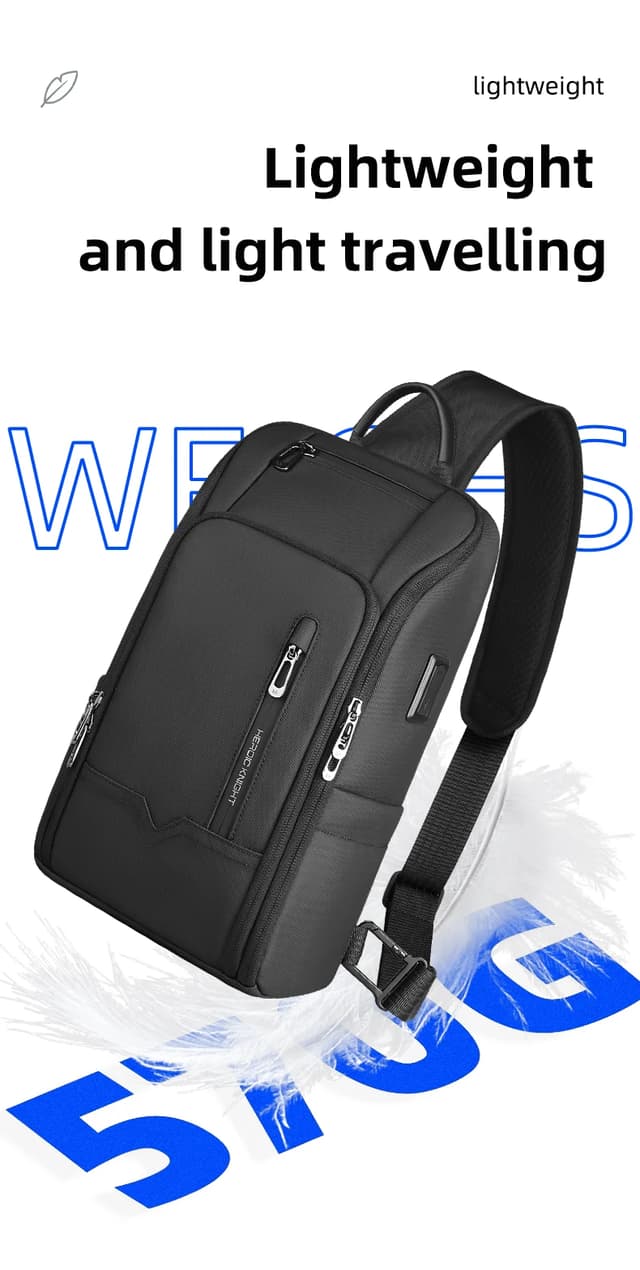 HcanKcan Men's Fashion Crossbody Bag - Waterproof USB Shoulder Sling Chest Pack for Travel & Sport, Fits 9.7" iPad showcase 14