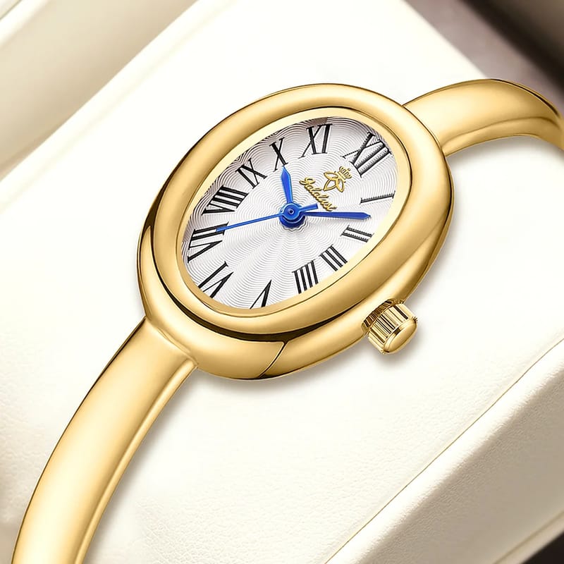 YaLaLuSi Women's Oval Dial Bracelet Watch - Water-Resistant Quartz Movement, Retro Roman Numerals, Alloy Band, Elegant & Casual Style, Perfect Gift for Her showcase 1