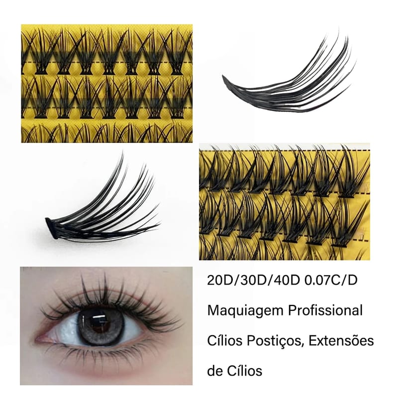 3D Russian Mink Individual Eyelash Clusters - 60 Bundles Natural Look Extension, 0.07mm Thickness, C/D Curl, 8-15mm Length - Professional Makeup Tool showcase 2