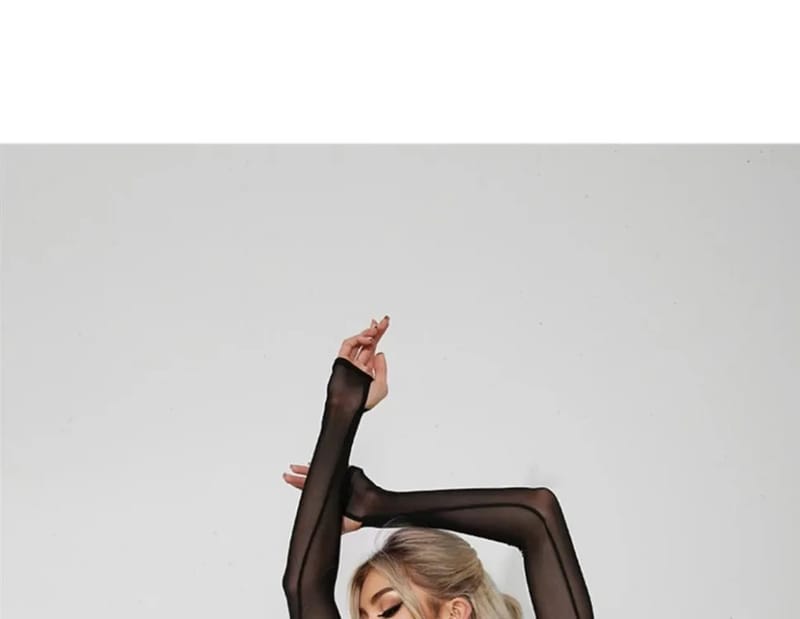 Women's Black Mesh Latin Dance Leotard Top with Conjoined Jumpsuit Design, Backless Style for Cha-cha, Samba, Rumba Training and Performance showcase 4