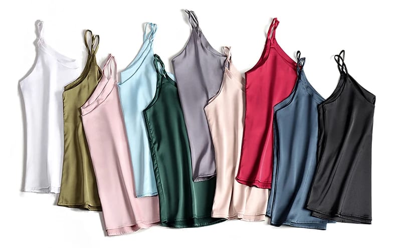 AOSSVIAO Women's Spaghetti Strap Halter Top - Sexy V-Neck Sleeveless Satin Silk Cami Tank for Summer, White, Sizes S-2XL showcase 4