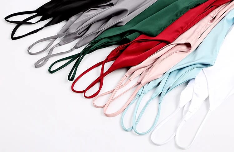 AOSSVIAO Women's Spaghetti Strap Halter Top - Sexy V-Neck Sleeveless Satin Silk Cami Tank for Summer, White, Sizes S-2XL showcase 3