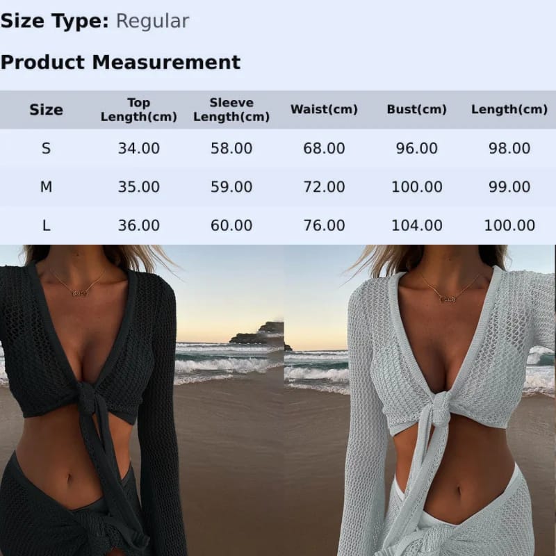 Anfilia Women's Long Sleeve Knit Crop Cover Up Top and Skirt Set - Casual Fashion Two-Piece Outfit for All Seasons showcase 1