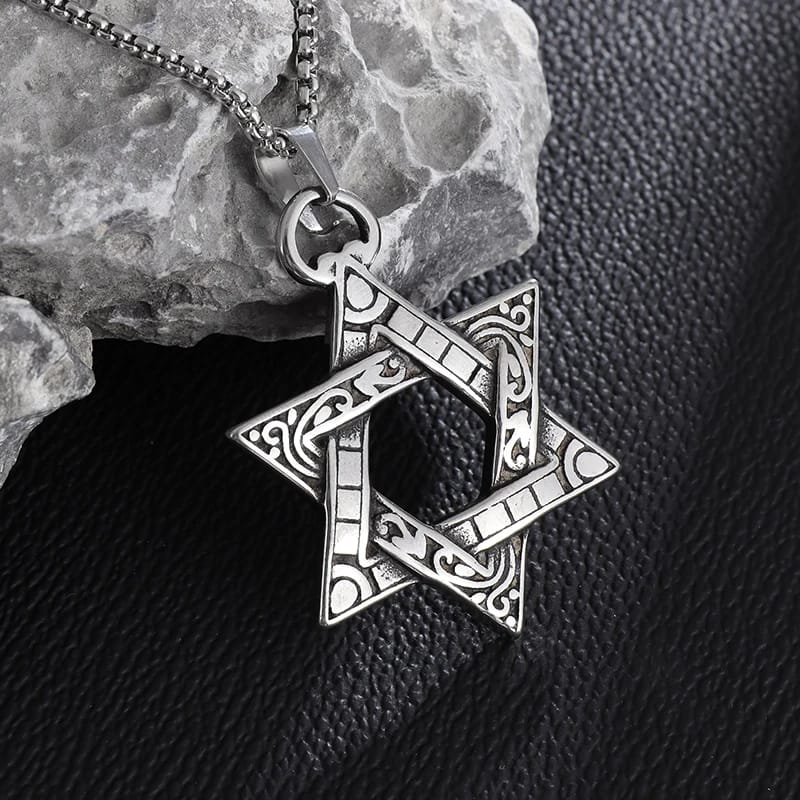Stainless Steel Solomon Star of David Pendant Necklace for Men - Six-Pointed Jewish Star Jewelry, New Year Gift showcase 2