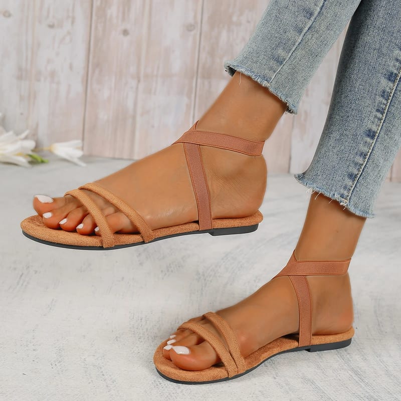 Elegant Open-Toe Flat Sandals for Women - Fashionable Beach Casual Summer Footwear with Comfortable One-Length Strap showcase 4