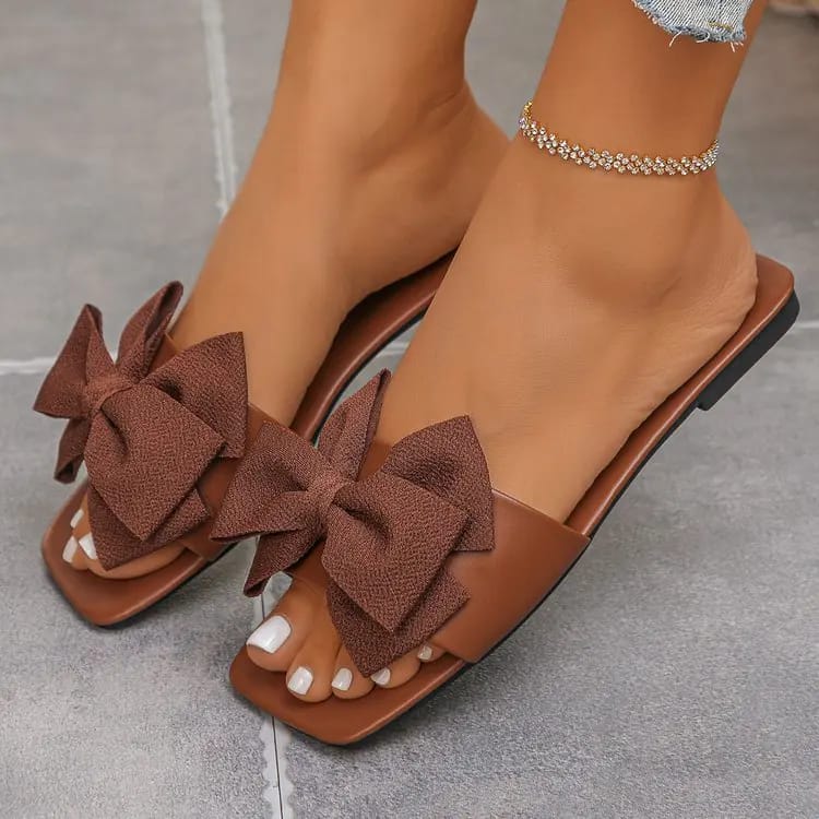 Women's Fashion Bow Tie Flat Sandals - Lightweight Summer Beach Slides for Casual Outdoor Wear showcase 2