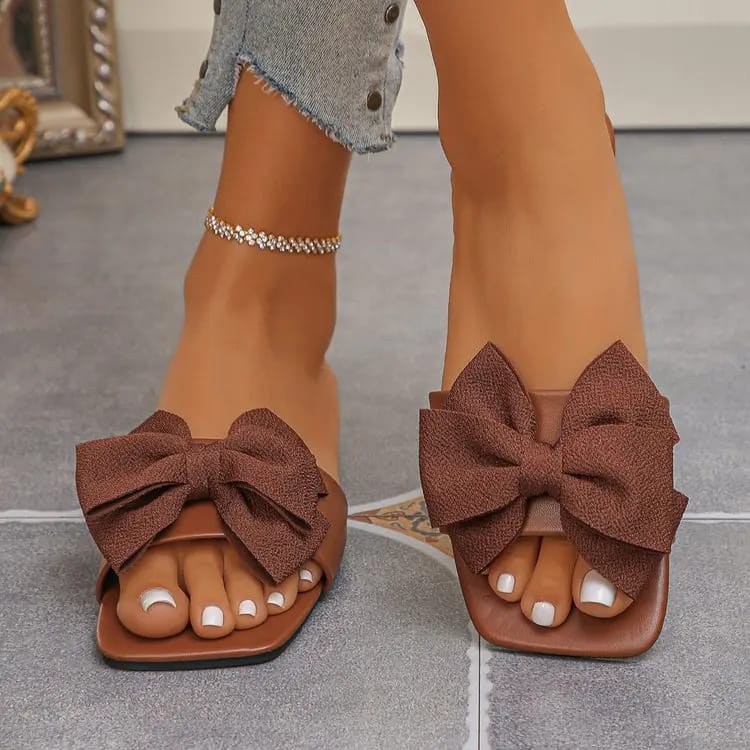 Women's Fashion Bow Tie Flat Sandals - Lightweight Summer Beach Slides for Casual Outdoor Wear showcase 5