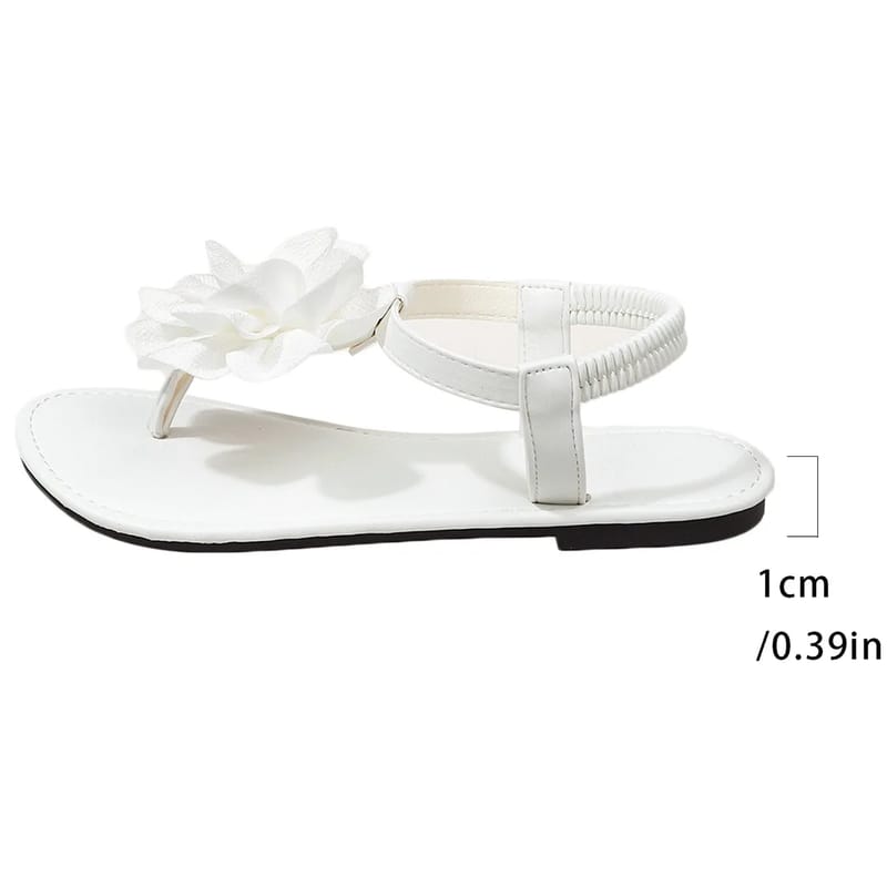 Women's Bohemian Flat Sandals with Floral Buckle - Large Size, Round Toe Slip-On Casual Beach Shoes for Summer showcase 3