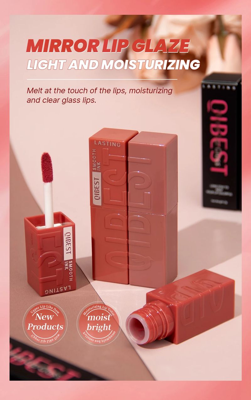 QIBEST 8 Colors Nude Watery Lip Gloss - Long-Lasting Liquid Lipstick, Sexy Red/Purple Lip Glaze, Non-Fading Tint for Women's Makeup showcase 3