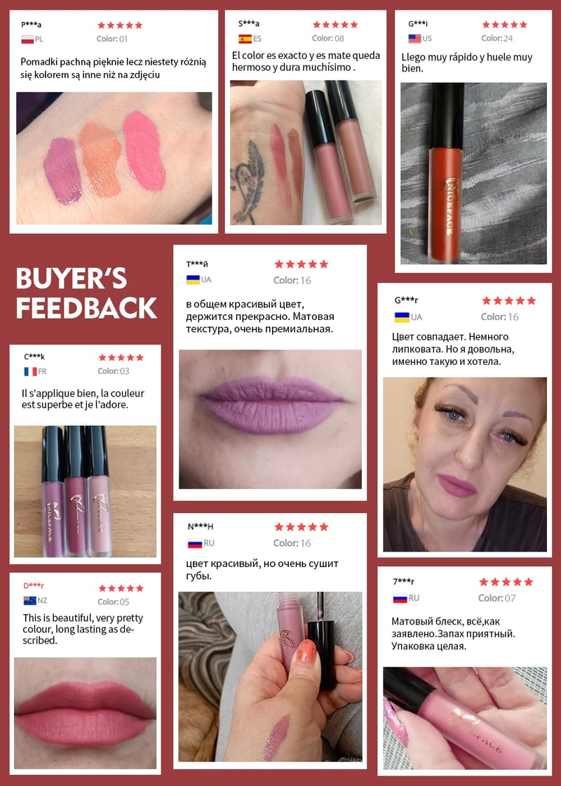 NICEFACE 25 Color Waterproof Matte Lip Gloss Set - Long-Lasting Liquid Lipstick, Non-Stick Cup, Rich Pigment, Professional Cosmetic Makeup for All Occasions showcase 3