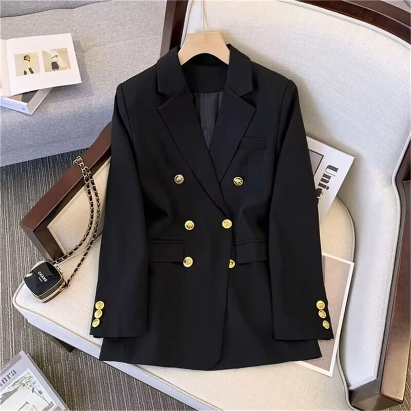 Women's Fashion Temperament Blazer - Long Sleeve Double Breasted Slim Fit Coat for Office Lady Casual Outwear, Perfect for Fall & Spring showcase 5