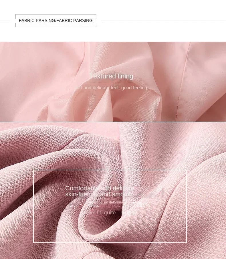 Women's Pink Slim Fit Blazer Jacket - Korean Style Casual Chic Elegant Short Sleeve Top for Spring/Autumn showcase 3