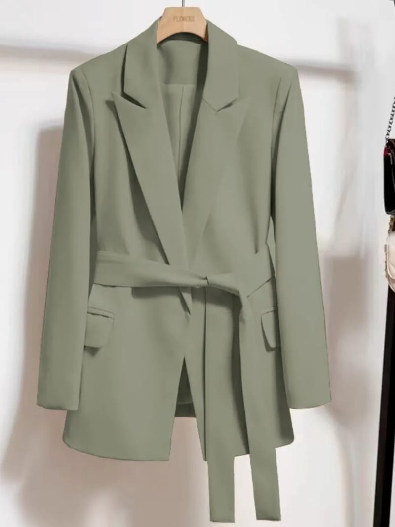 Women's Long Sleeve Lace-Up Blazer Top - Loose Fit Casual Office Wear, Korean Fashion Style for Spring & Autumn showcase 5