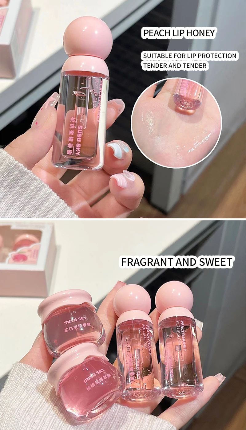 SUSU SKY Peach Honey Jar Lip Makeup Kit - Moisturizing & Nourishing Lip Care Set for Soft, Hydrated Lips showcase 5