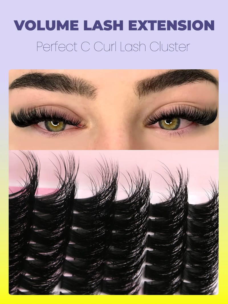 GROINNEYA 3D Wispy Cat Eyelash Clusters - DIY Individual Volume Fluffy Extensions, Natural Look, 9 Lengths (7-15mm), Comfortable Cotton Band, Long-Lasting Imported Fiber for All Occasions showcase 3