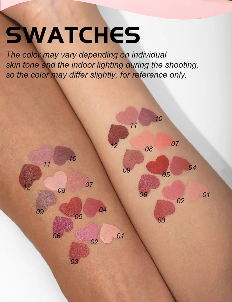 12 Color Matte Liquid Lipliner Set - Waterproof Fog Surface Lip Glaze with Sponge Gourd Head Applicator for Natural Red Tones showcase 5