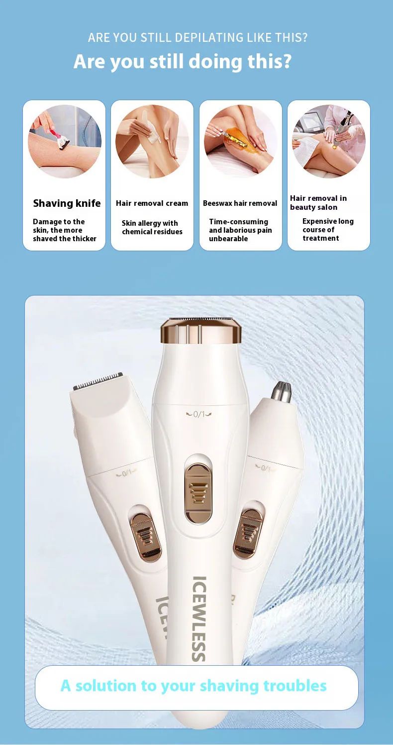 Women's Electric Shaver Waterproof Painless Hair Remover for Bikini, Body, Legs, Face, Underarms - Cordless & Rechargeable with Hypoallergenic Blades showcase 1