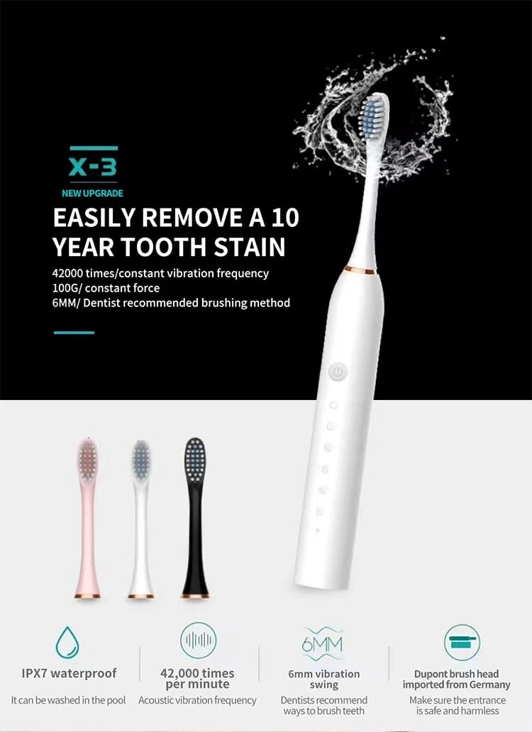 Electric Ultrasonic Toothbrush with 6 Speed Modes, USB Charging, Waterproof Design - Ideal for Adults & Couples showcase 1