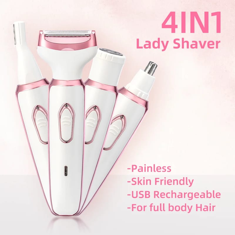 4-in-1 Electric Lady Shaver for Women - Painless Cordless Body Hair Removal Epilator with Trimmer, Eyebrow, and Nose Hair Attachments, USB Rechargeable, Perfect Gift showcase 2